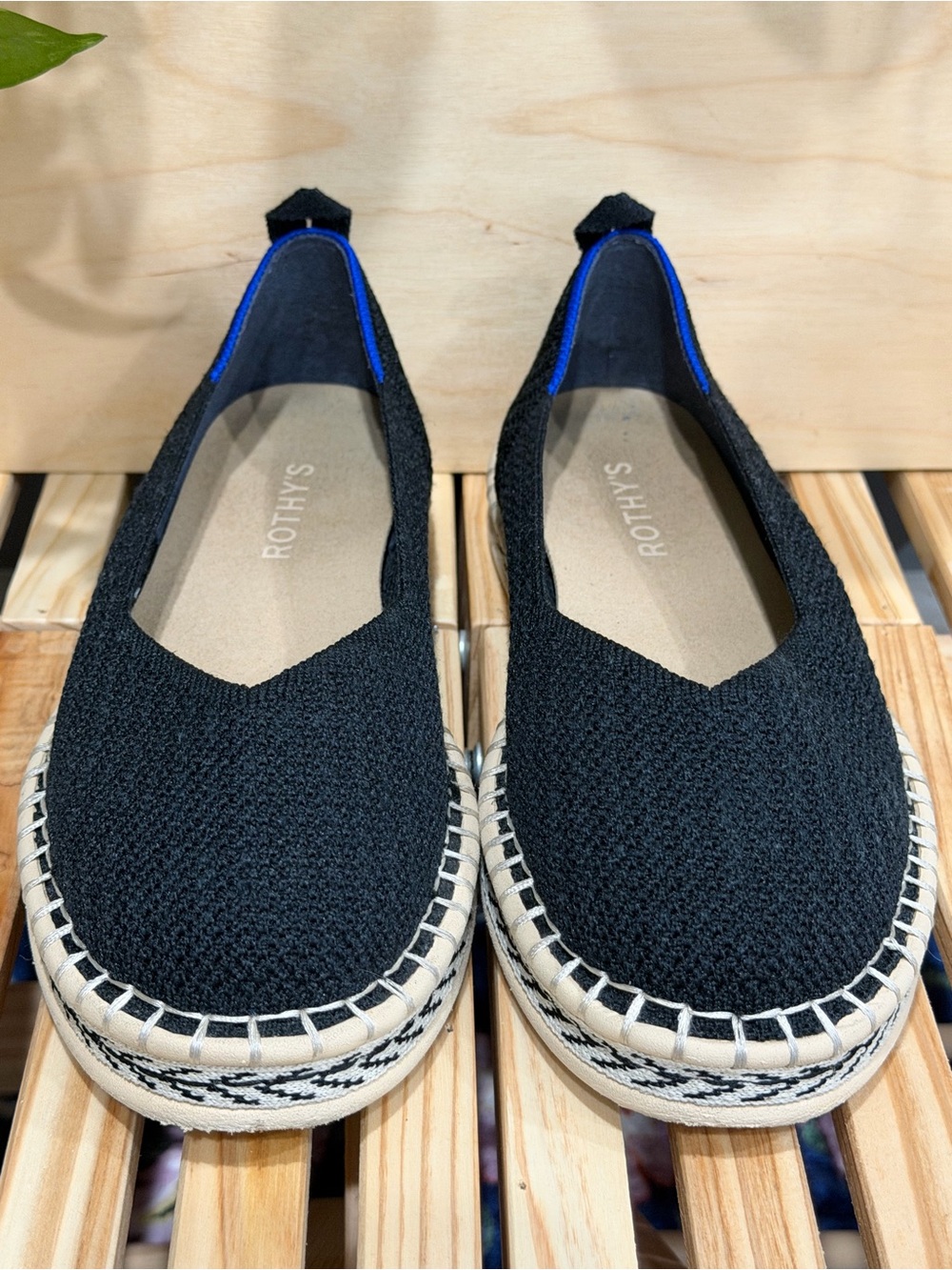 Rothy’s The Espadrille Black Knit Slip-On Flats Size 7